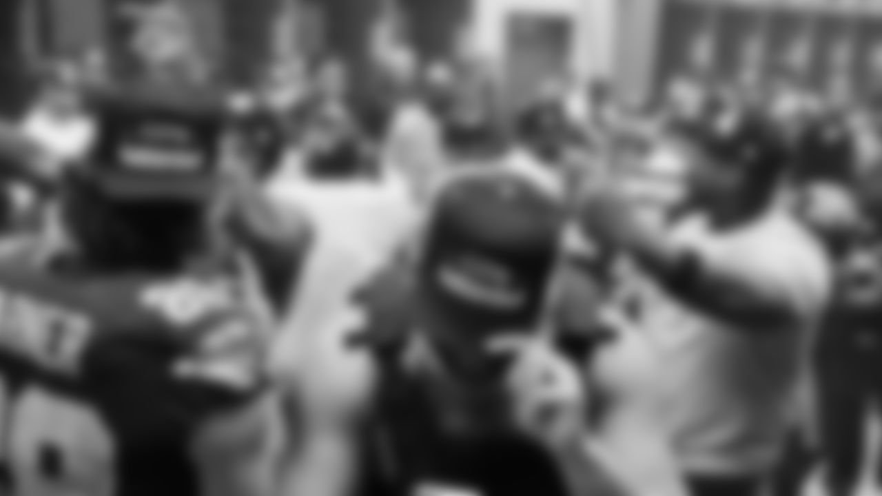 The Seahawks celebrate the 31-27 win vs. the Rams in the NFC Championship on Sunday, January 25, 2026.