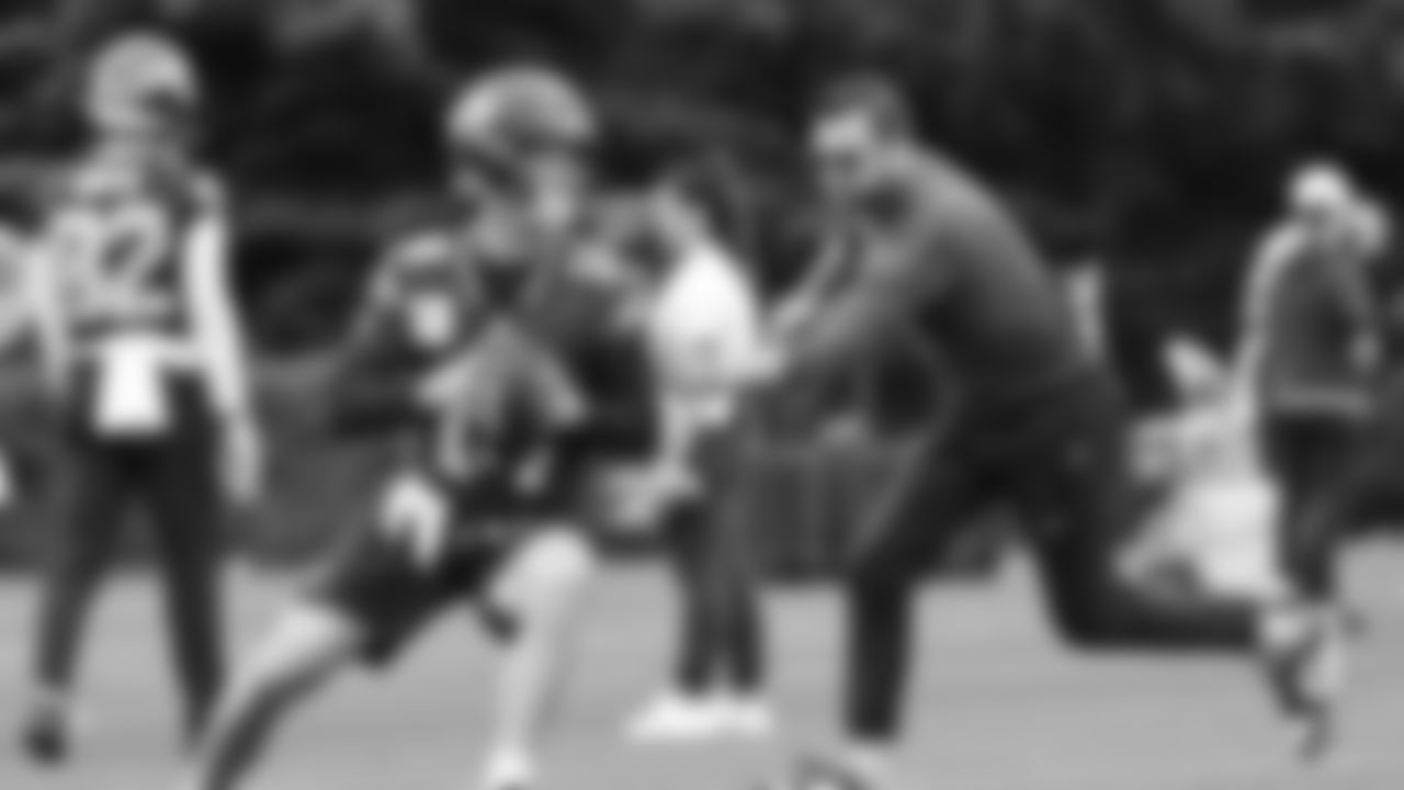 Seahawks quarterback Sam Darnold (14) participated in a workout on day two of OTAs on Thursday, May 29, 2025 at the Virginia Mason Athletic Center.