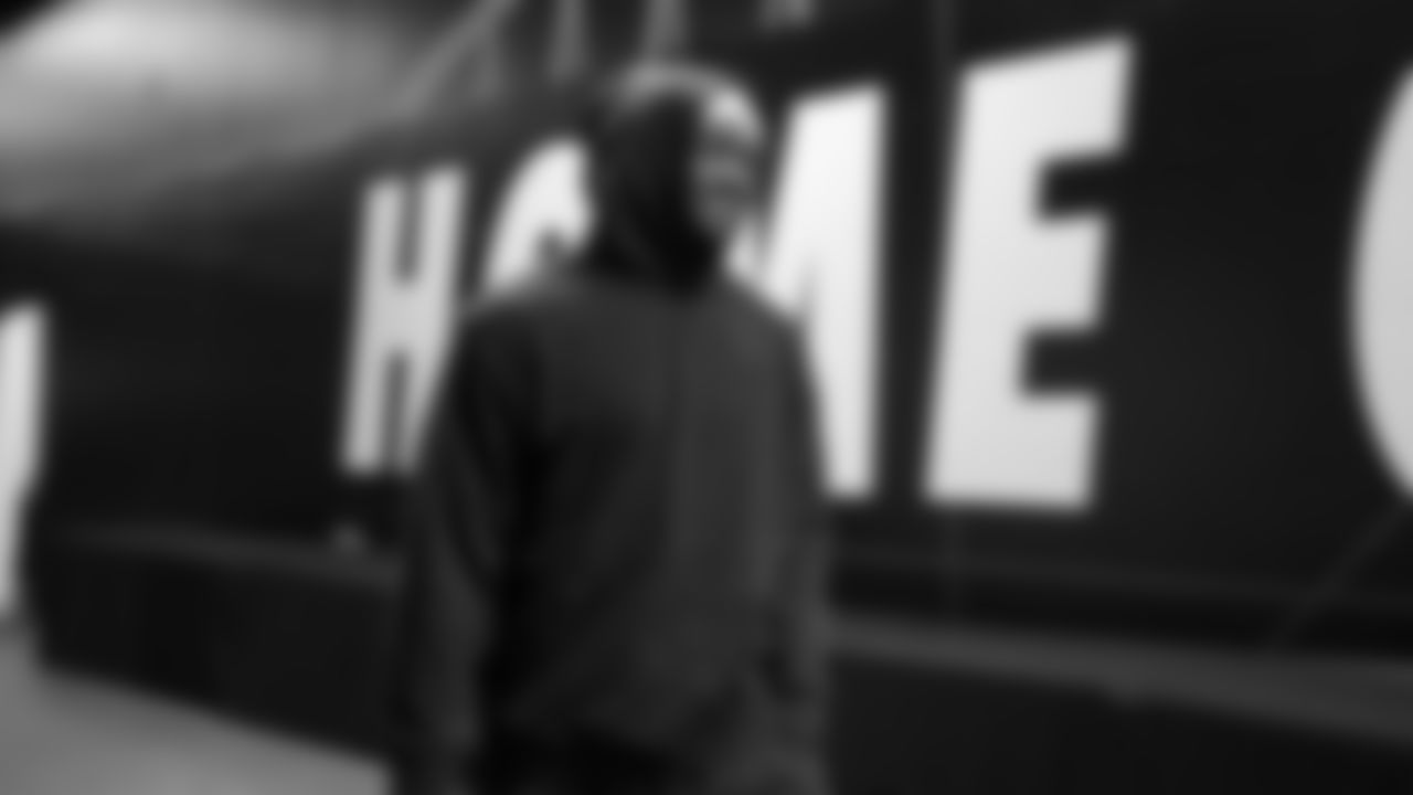 Seahawks quarterback Jalen Milroe (6) arrives at Lumen Field for the Week 10 matchup vs. the Arizona Cardinals.