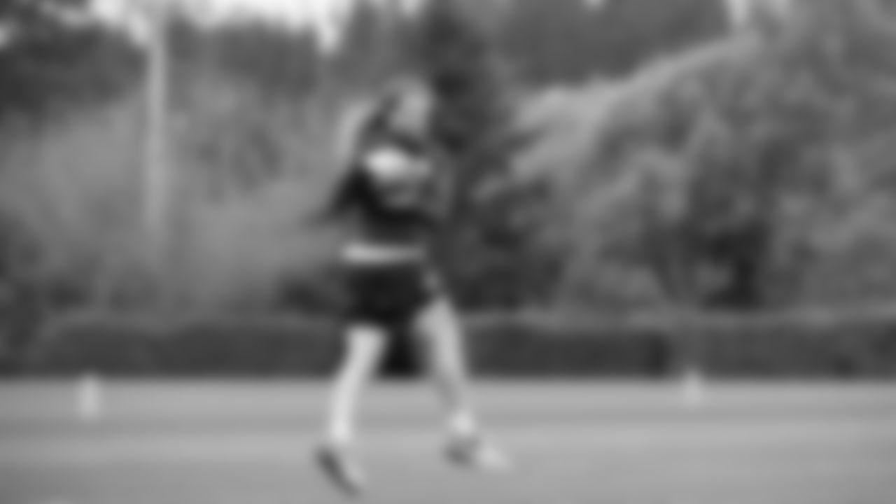 Seahawks fullback Brady Russell (38) participated in a workout on May 7, 2025 at the Virginia Mason Athletic Center.