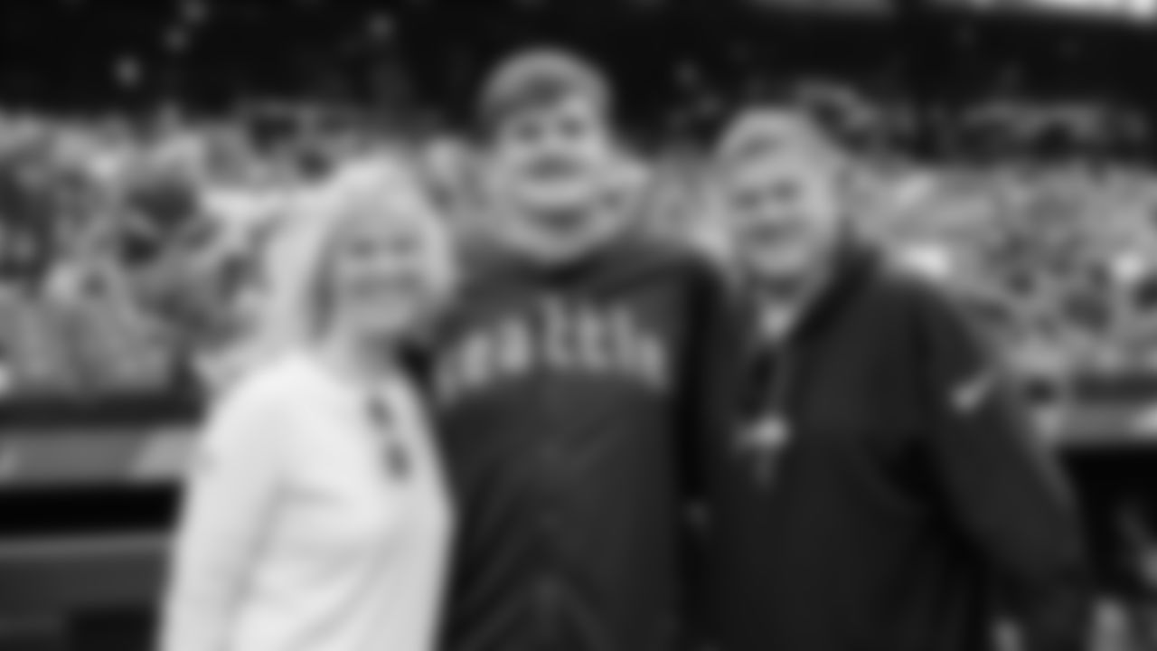 Seahawks guard Grey Zabel (76) threw the ceremonial first pitch for the Mariners vs. Twins game on Friday, May 30, 2025 at T-Mobile Park.