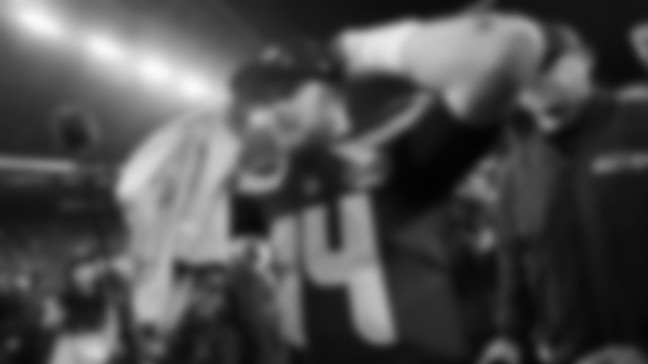 Seattle Seahawks quarterback Sam Darnold (14) celebrates after the NFC Championship NFL football game against the Los Angeles Rams, Sunday, Jan. 25, 2026, in Seattle. (AP Photo/Lindsey Wasson)