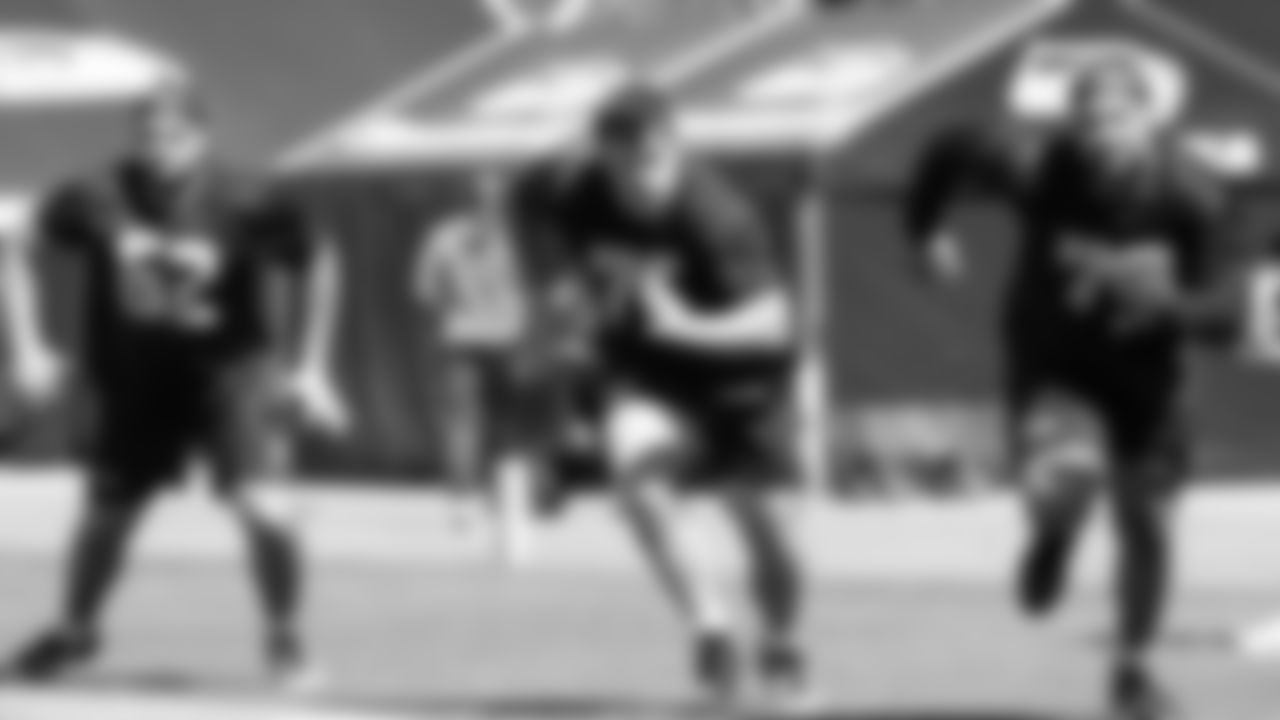 Seahawks guard Grey Zabel (76) hit the field for practice on July 16, 2025 at the Virginia Mason Athletic Center.