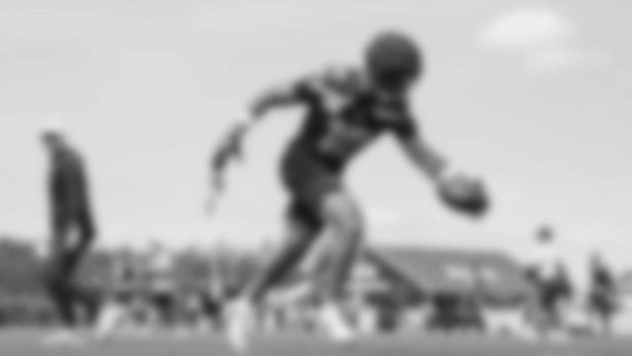 Seahawks tight end Elijah Arroyo (18) practiced on August 13, 2025 at the Virginia Mason Athletic Center.