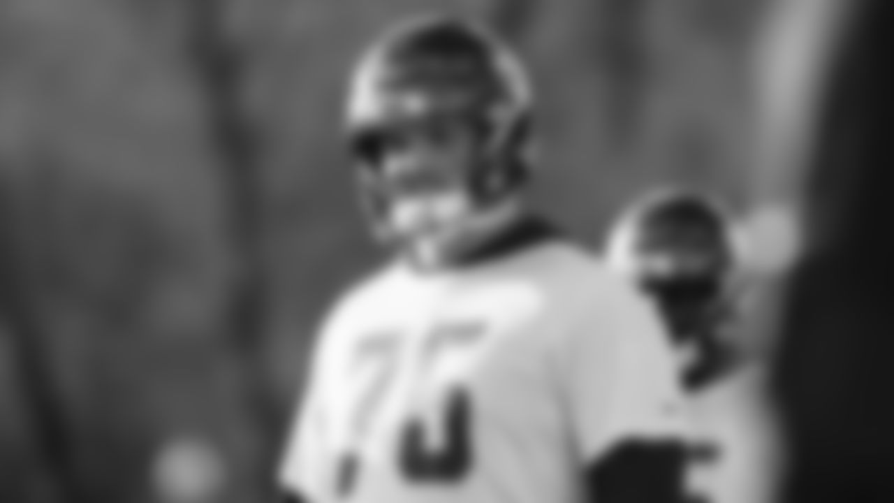 Seahawks guard Grey Zabel (76) practiced on Wednesday, December 17, 2025 at the Virginia Mason Athletic Center.