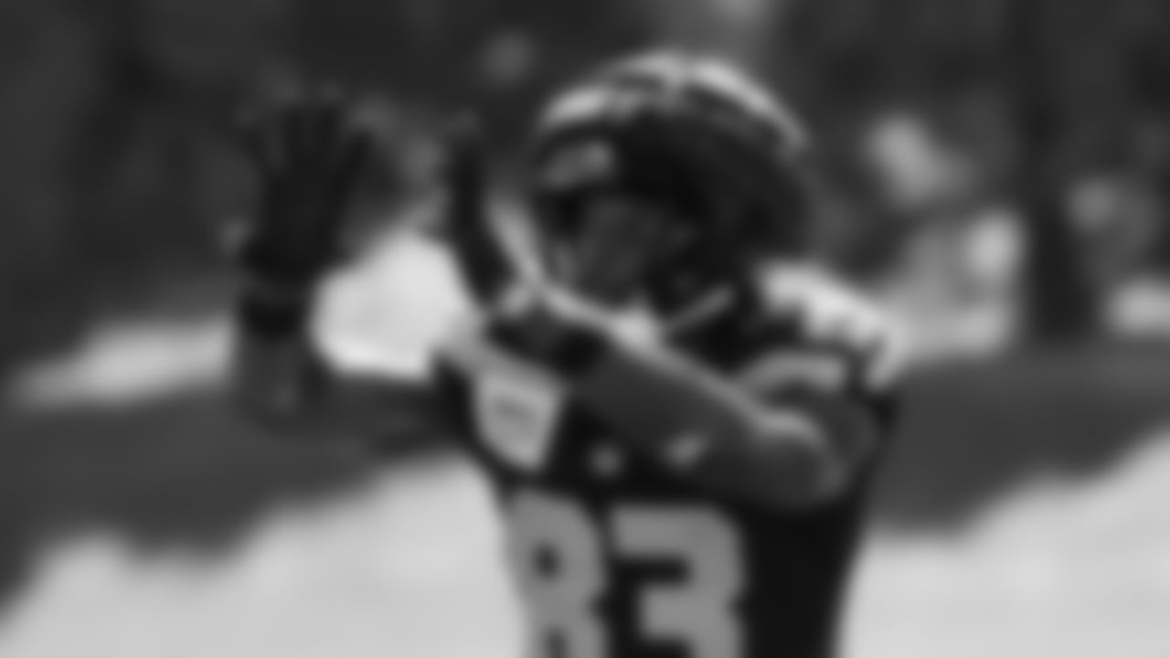 Seahawks wide receiver Dareke Young (83) practiced on August 12, 2025 at the Virginia Mason Athletic Center.