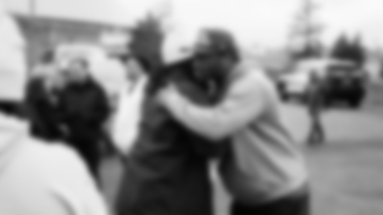 Seahawks Legend Marcus Trufant, quarterback Jalen Milroe, Blitz and the Seahawks Dancers participated in the Tacoma Police Department and Friends Thanksgiving Turkey Giveaway on November 18, 2025.