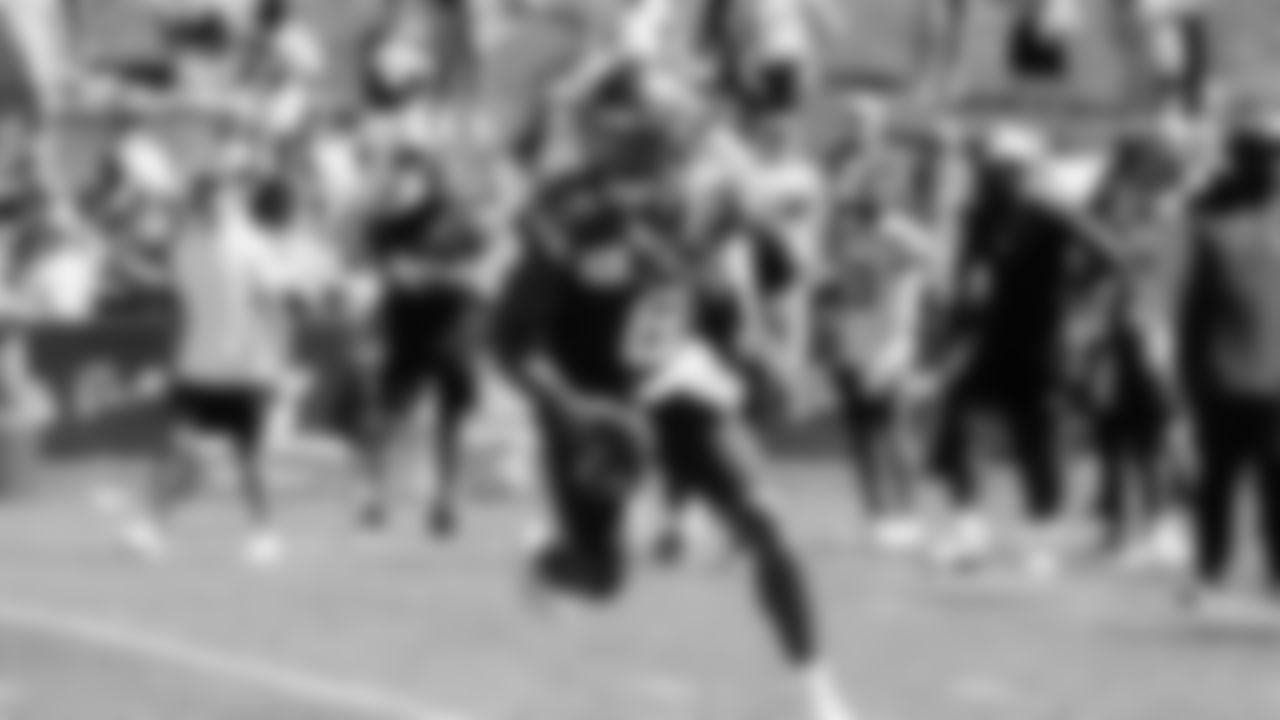 Seahawks quarterback Jalen Milroe (6) practiced on August 12, 2025 at the Virginia Mason Athletic Center.