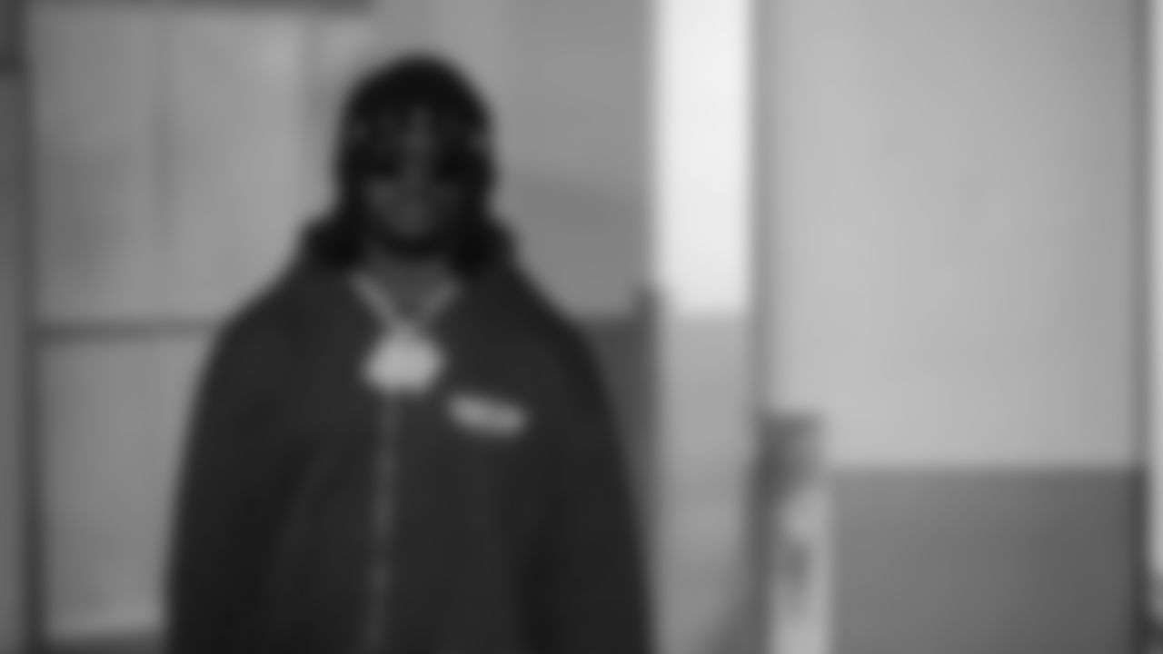 Seahawks linebacker Tyrice Knight (48) arrived at Mercedes-Benz Stadium for the Week 14 matchup vs. the Atlanta Falcons.