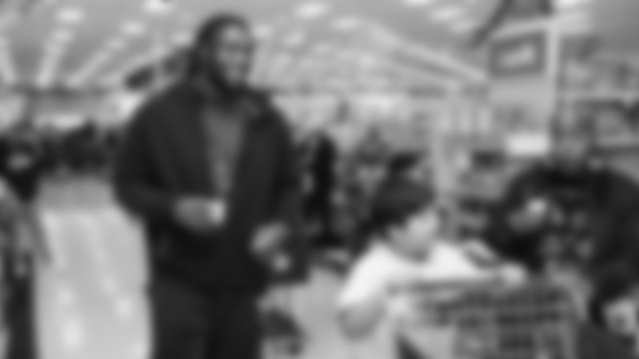 Seahawks offensive lineman Josh Jones was joined by fellow offensive linemen as they hosted a holiday shopping spree for kids from the Boys & Girls Club on December 9, 2025.