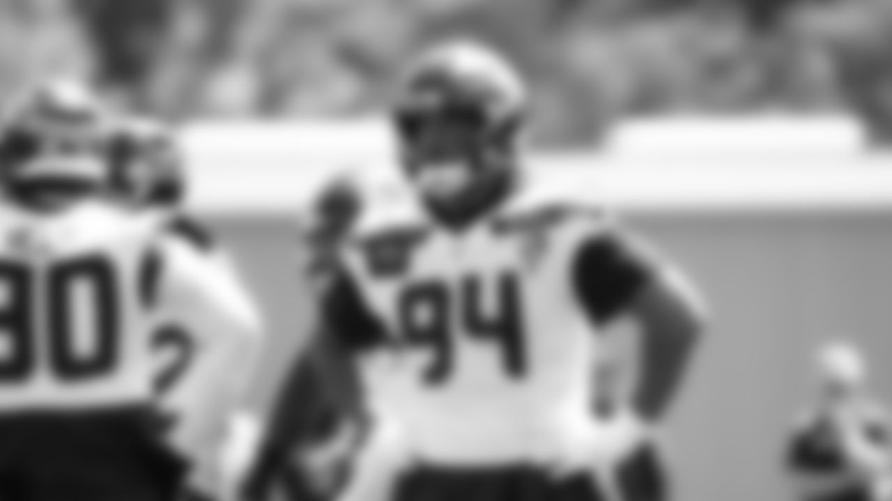 Seahawks defensive end Mike Morris (94) participated in a workout on day four of OTAs on Monday, June 2, 2025 at the Virginia Mason Athletic Center.