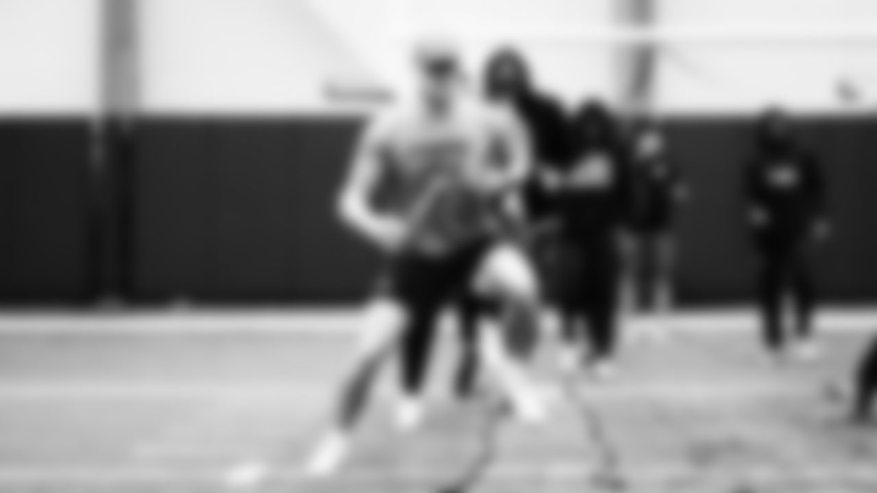 Seahawks quarterback Sam Darnold (14) worked out on Monday, January 12, 2026 at the Virginia Mason Athletic Center.