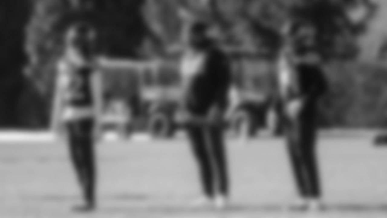 Seahawks wide receiver Rashid Shaheed (22) and wide receiver Courtney Jackson (84) practiced on Wednesday, January 21, 2026 at the Virginia Mason Athletic Center.