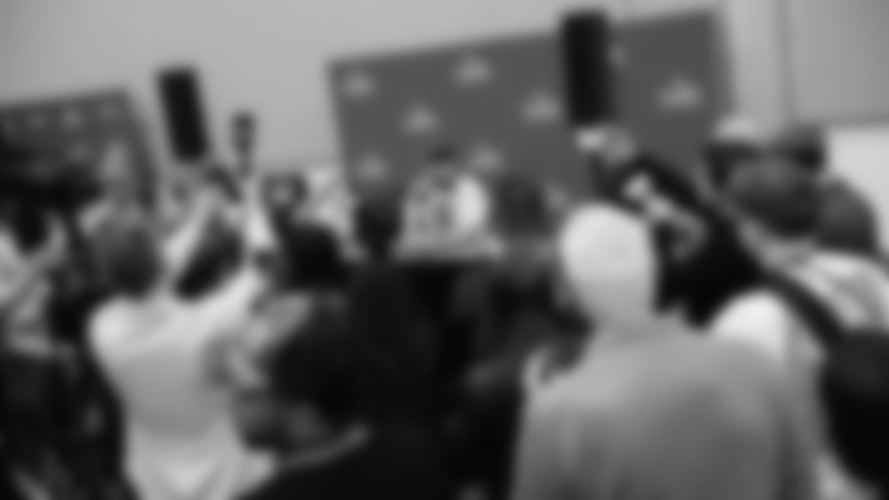 Seahawks wide receiver Cooper Kupp (10) at day one of press conference Media Availability on February 3, 2026.