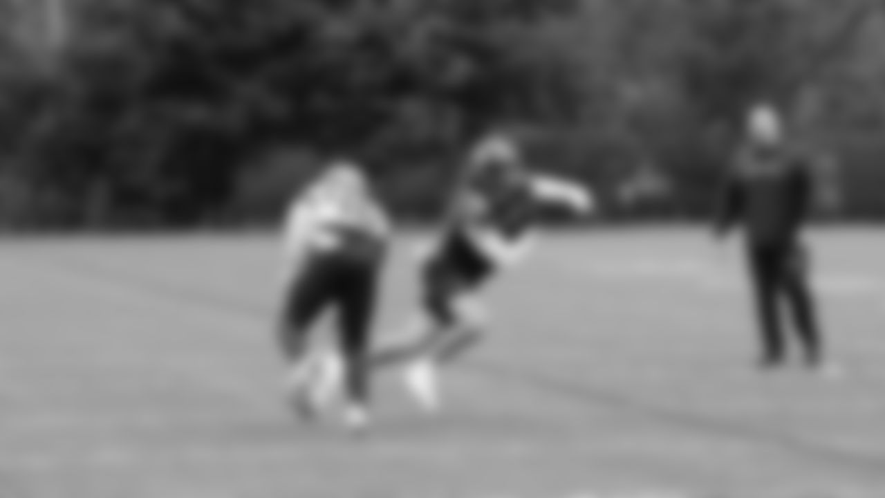 Seahawks tight end AJ Barner (88) practiced on Friday, January 30, 2026 at the Virginia Mason Athletic Center.