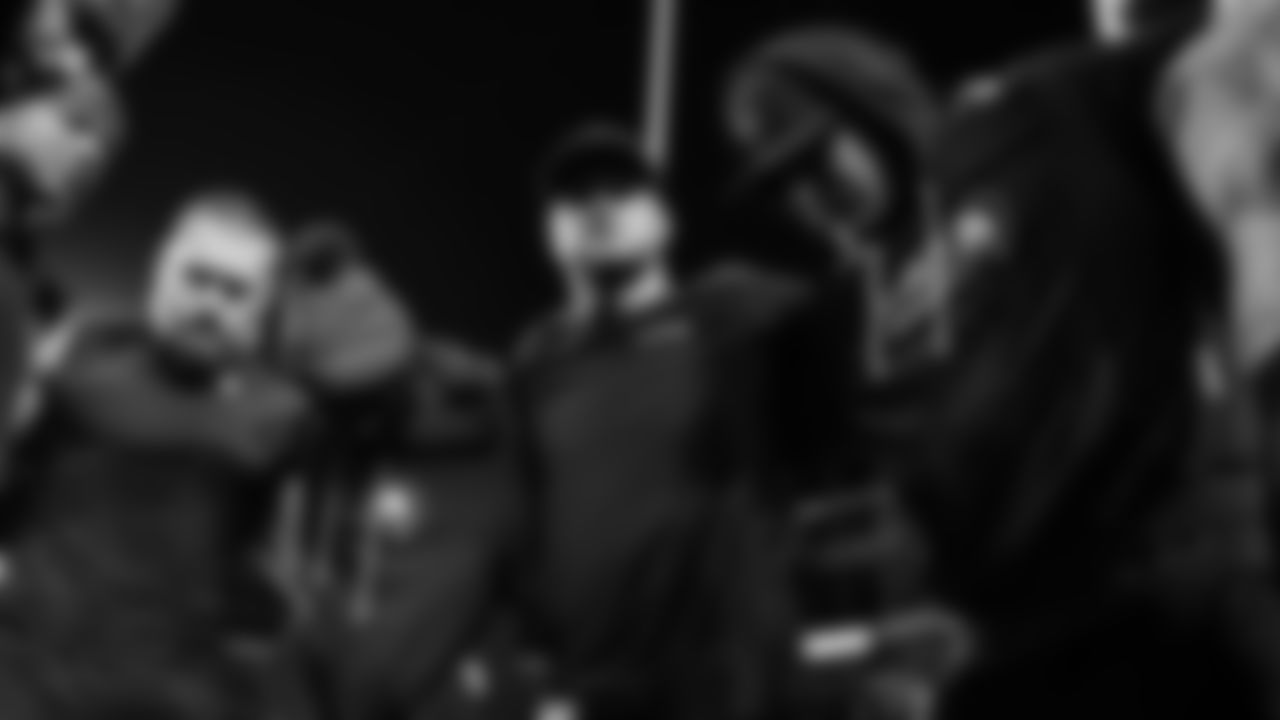 Seahawks quarterback Sam Darnold (14) warms up at Northwest Stadium for the Sunday Night Football matchup at the Washington Commanders in Week 9.