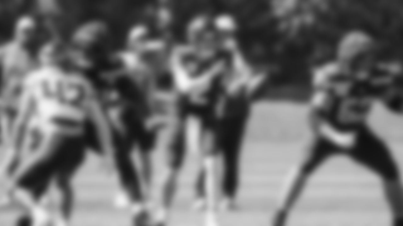 Seahawks quarterback Drew Lock (2) practiced on August 10, 2025 at the Virginia Mason Athletic Center.