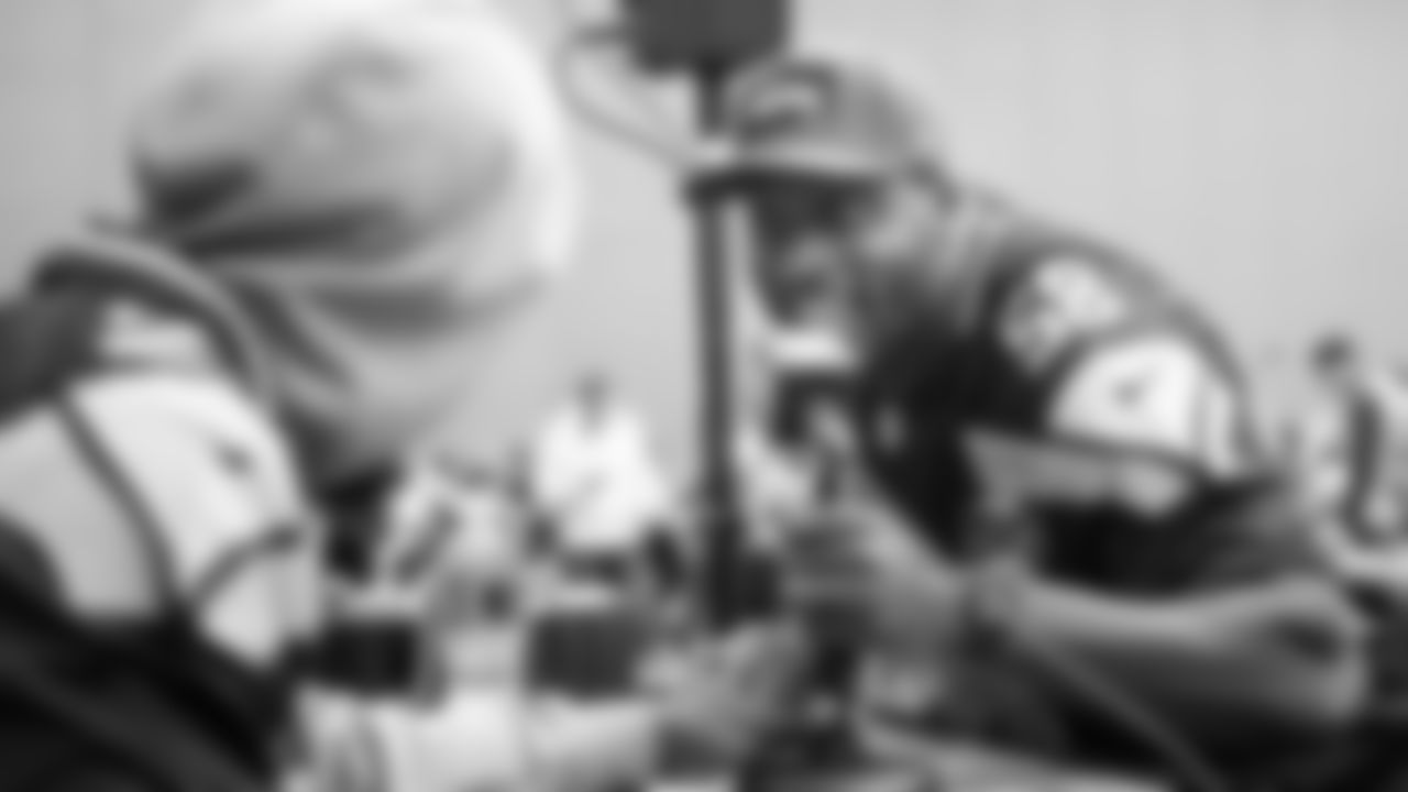 Seahawks linebacker Derick Hall (58) at day three of press conference media availability on February 5, 2026.