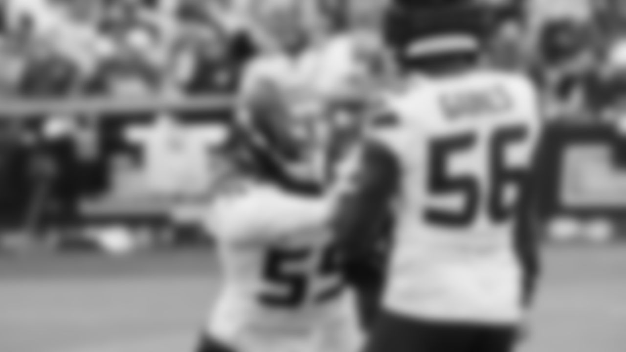 Seahawks linebacker Tyreke Smith (59) practiced on day four of training camp on July 26, 2025 at the Virginia Mason Athletic Center.
