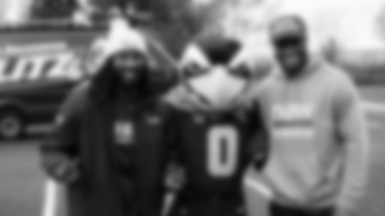 Seahawks Legend Marcus Trufant, quarterback Jalen Milroe, Blitz and the Seahawks Dancers participated in the Tacoma Police Department and Friends Thanksgiving Turkey Giveaway on November 18, 2025.