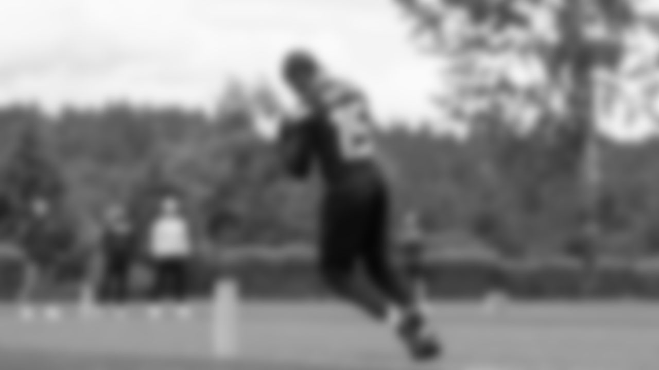 Seahawks wide receiver Tory Horton (15) participated in a workout on May 21, 2025 at the Virginia Mason Athletic Center.
