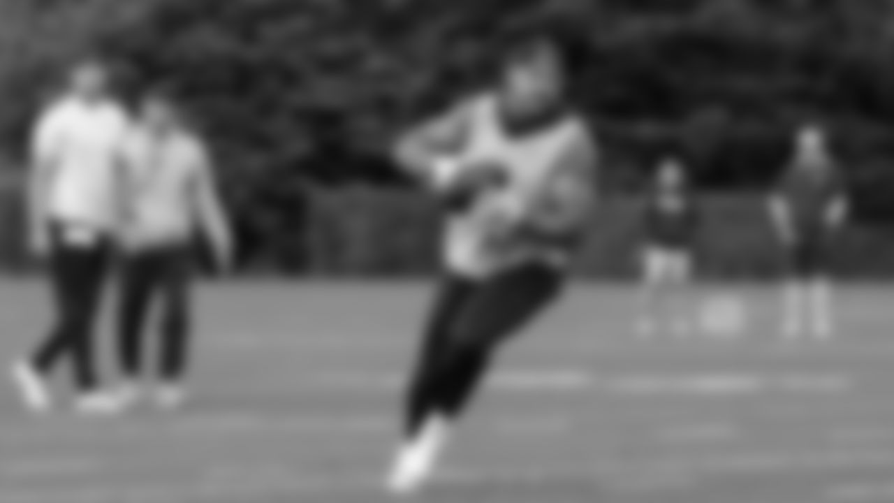Seahawks tight end Noah Fant (87) participated in a workout on May 12, 2025 at the Virginia Mason Athletic Center.