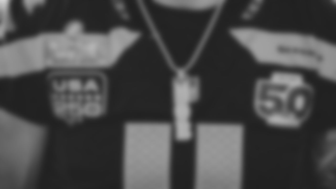 Seahawks punter Michael Dickson (4) during the Super Bowl LX team photo on February 7, 2026.