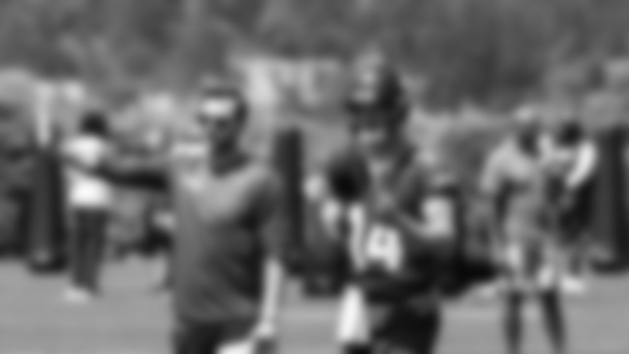 Seahawks quarterback Sam Darnold (14) participated in a workout on day one of OTAs on Tuesday, May 27, 2025 at the Virginia Mason Athletic Center.