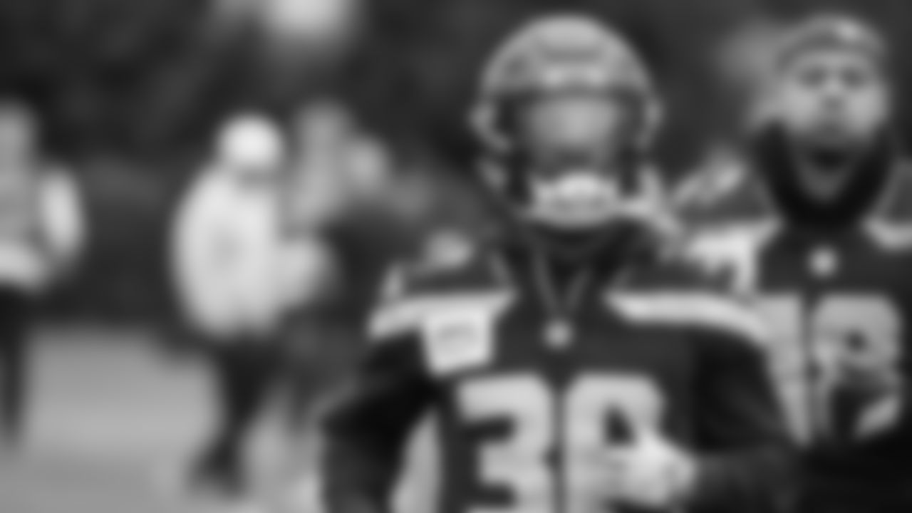 Seahawks running back Cam Akers (30) practiced on Thursday, January 15, 2026 at the Virginia Mason Athletic Center.