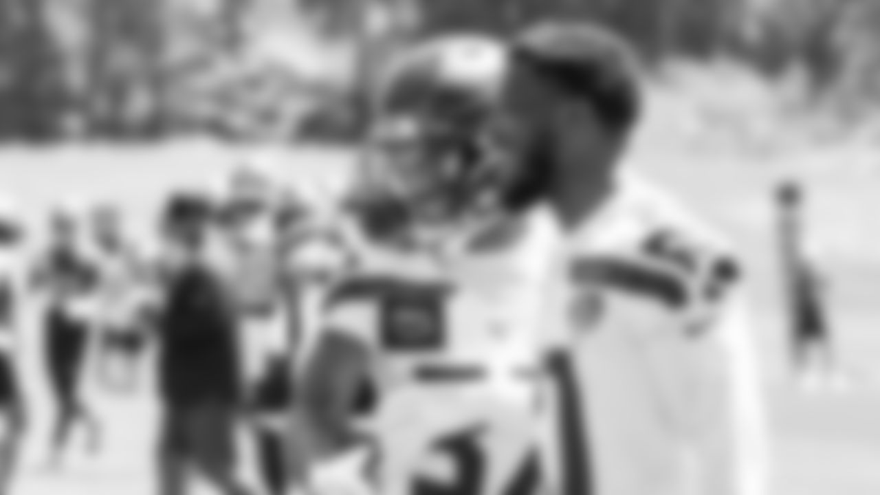 Seahawks cornerback Damarion Williams (37) and cornerback Devon Witherspoon (21) participated in a workout on day six of OTAs on Thursday, June 5, 2025 at the Virginia Mason Athletic Center.