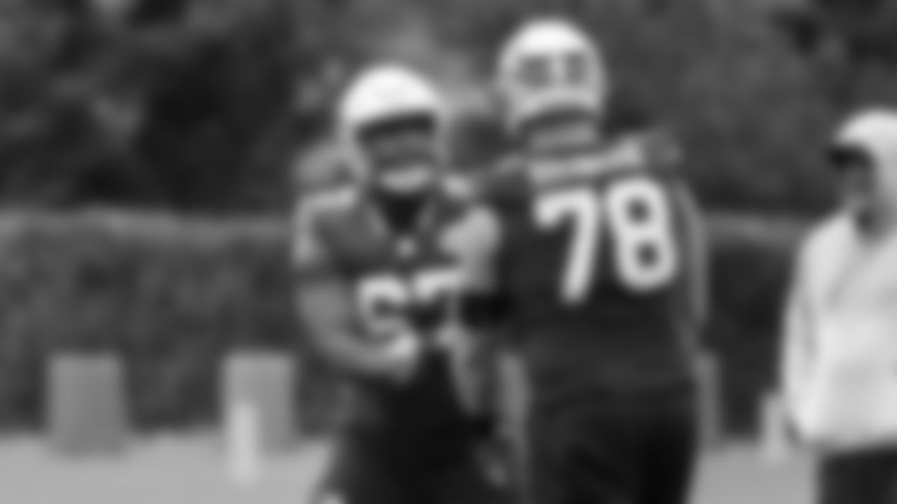 Seahawks tackle Charles Cross (67) practiced on Thursday, October 30, 2025 at the Virginia Mason Athletic Center.