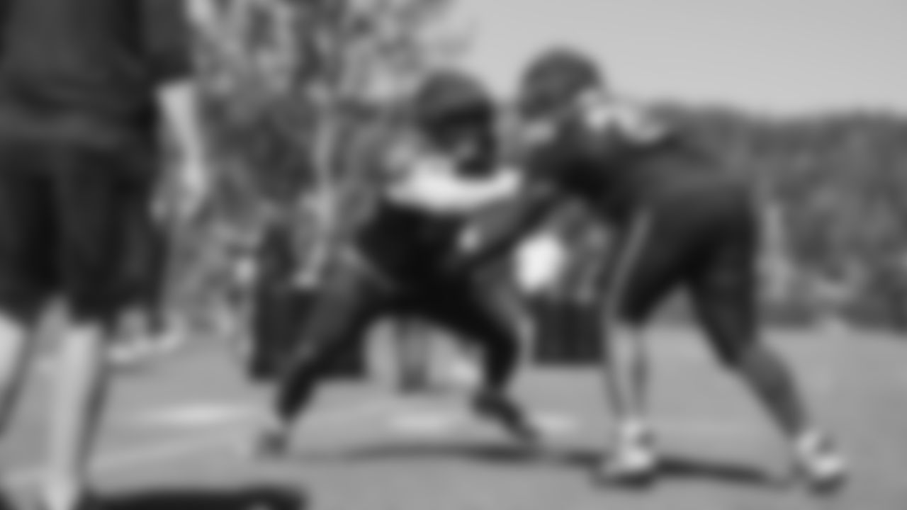 Seahawks tackle Charles Cross (67) practiced on August 10, 2025 at the Virginia Mason Athletic Center.