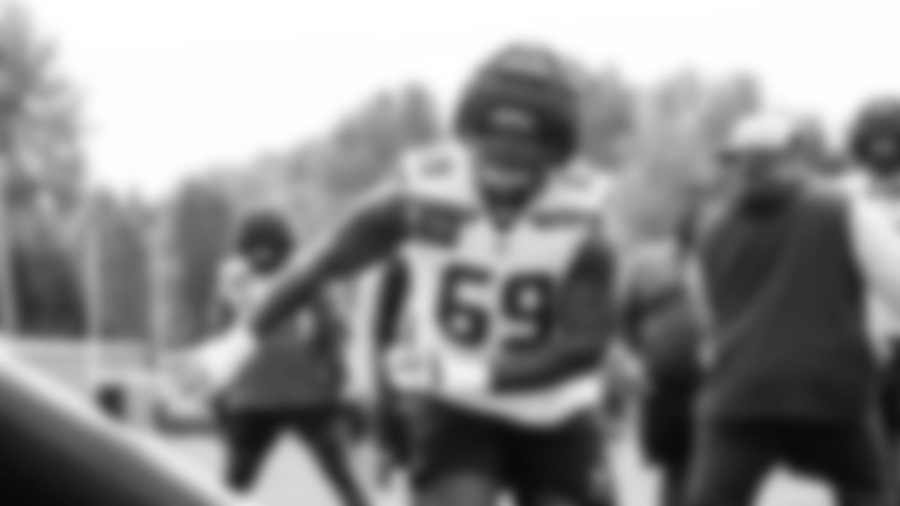 Seahawks nose tackle Bubba Thomas (69) practiced on August 13, 2025 at the Virginia Mason Athletic Center.