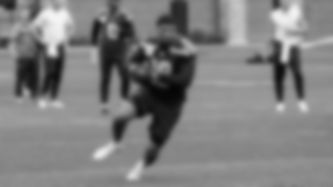 Seahawks tight end Elijah Arroyo (18) participated in a workout on May 13, 2025 at the Virginia Mason Athletic Center.