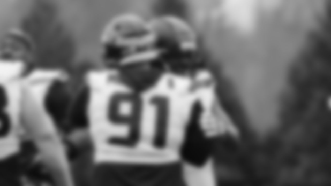 Seahawks defensive tackle Byron Murphy II (91) practiced on Thursday, January 29, 2026 at the Virginia Mason Athletic Center.