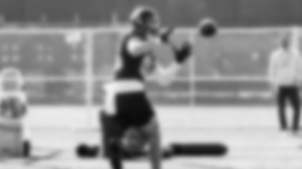 Seahawks tight end AJ Barner (88) practiced on February 5, 2026 in San Jose, California.