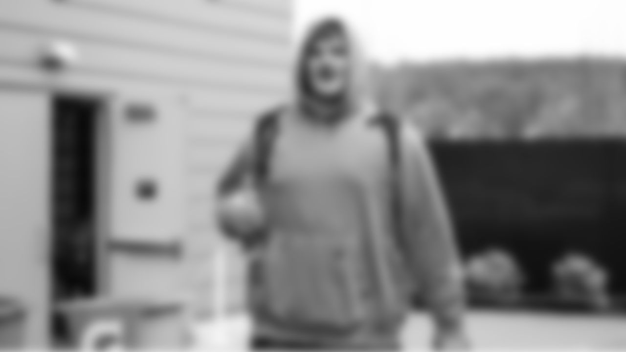 Seahawks guard Grey Zabel (76) departed the Virginia Mason Athletic Center for the Week 12 trip to Nashville, Tennessee on Friday, November 21, 2025.