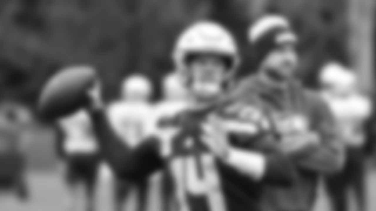 Seahawks quarterback Sam Darnold (14) practiced on Thursday, October 30, 2025 at the Virginia Mason Athletic Center.