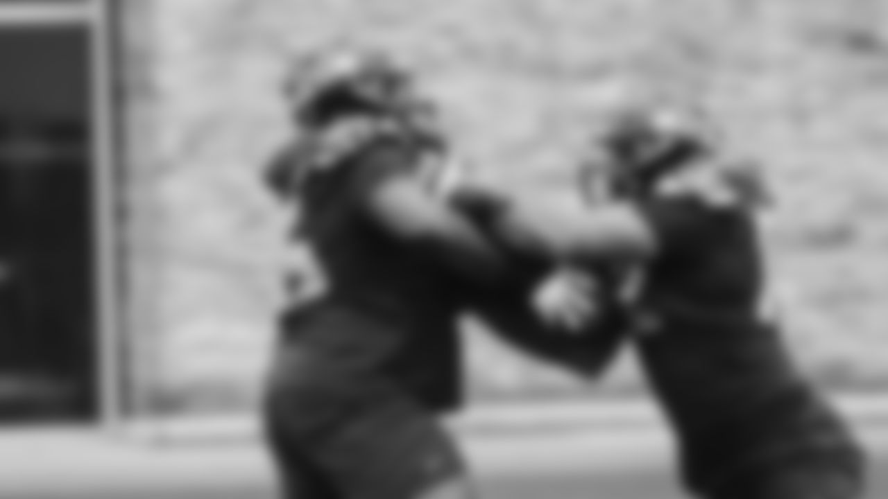 Seahawks tackle Abraham Lucas (72) practiced on Thursday, December 11, 2025 at the Virginia Mason Athletic Center.