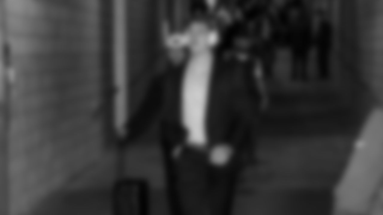 Seahawks wide receiver Jake Bobo (19) arrived at Nissan Stadium for the Week 12 matchup vs. the Titans in Nashville, Tennessee.