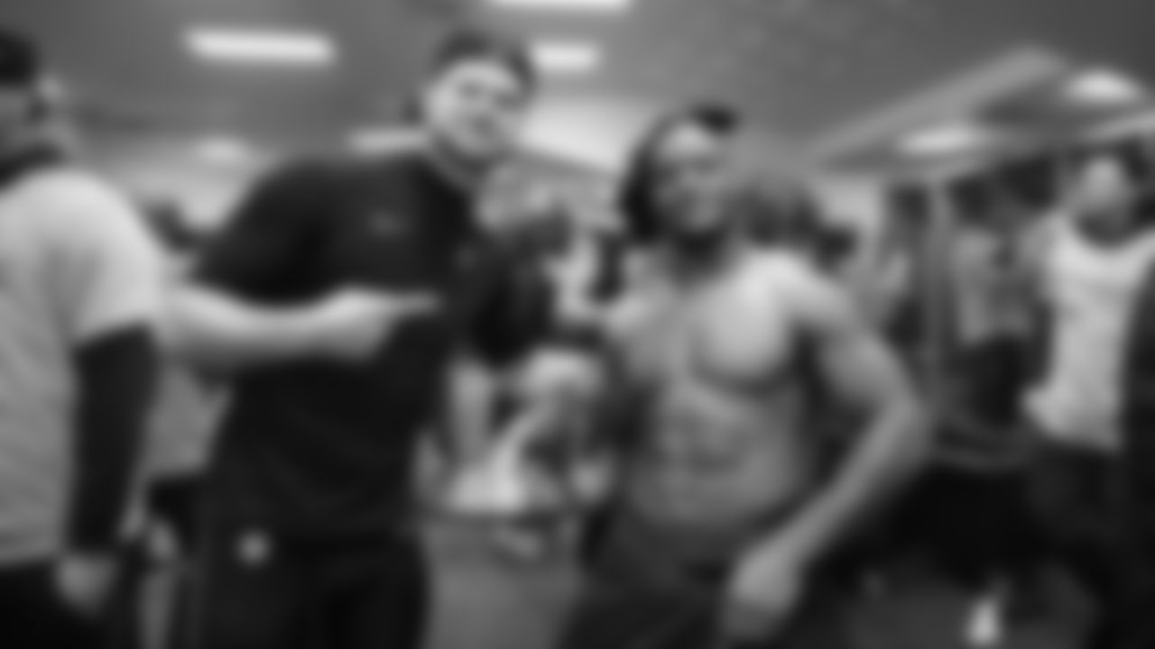 The Seahawks celebrate the 31-27 win vs. the Rams in the NFC Championship on Sunday, January 25, 2026.