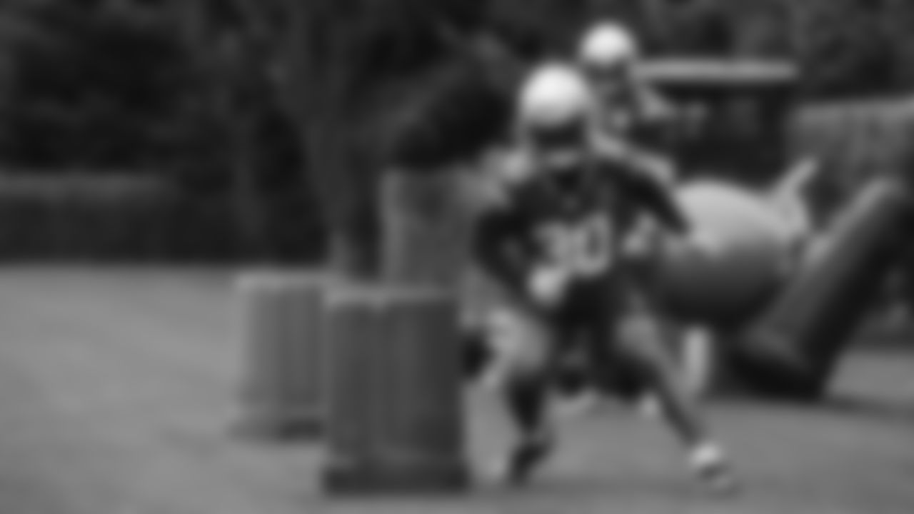 Seahawks running back Cam Akers (30) practiced on Wednesday, November 26, 2025 at the Virginia Mason Athletic Center.