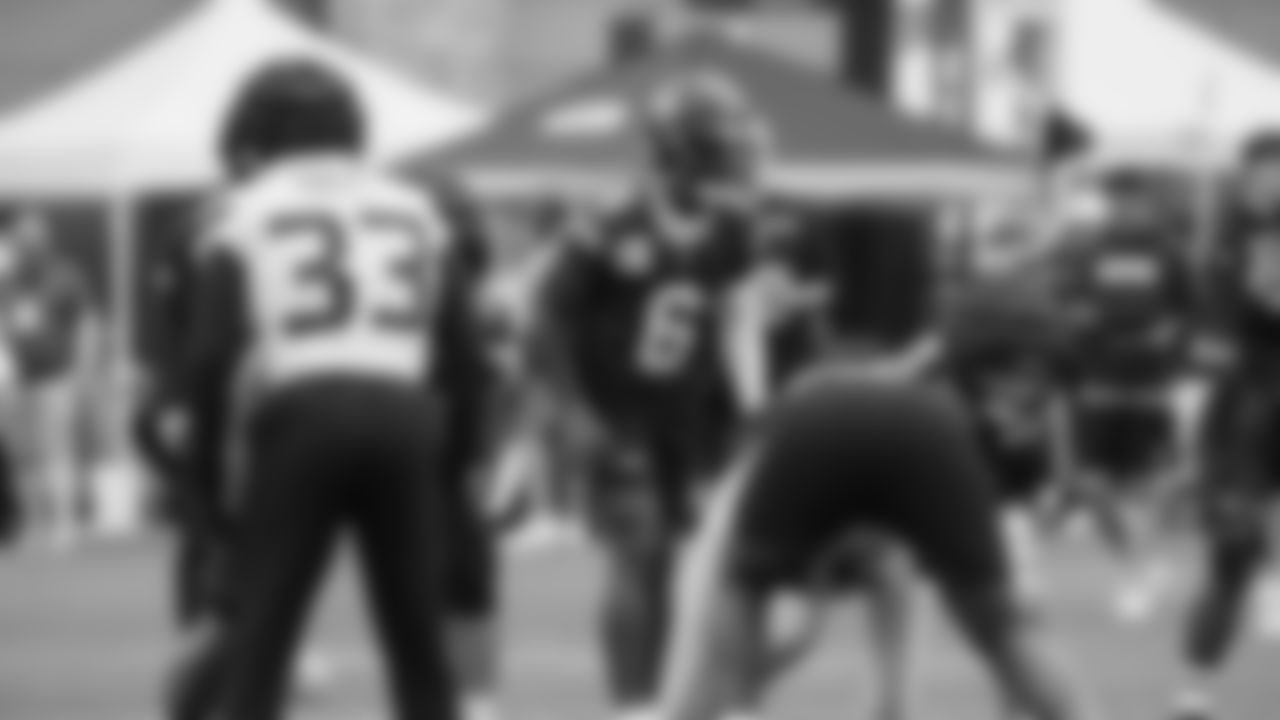 Seahawks quarterback Jalen Milroe (6) practiced on day three of training camp on July 25, 2025 at the Virginia Mason Athletic Center.