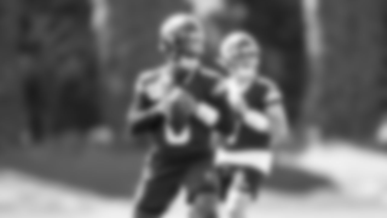 Quarterback Jalen Milroe (6) practiced on day one of rookie minicamp on May 2, 2025 at the Virginia Mason Athletic Center.