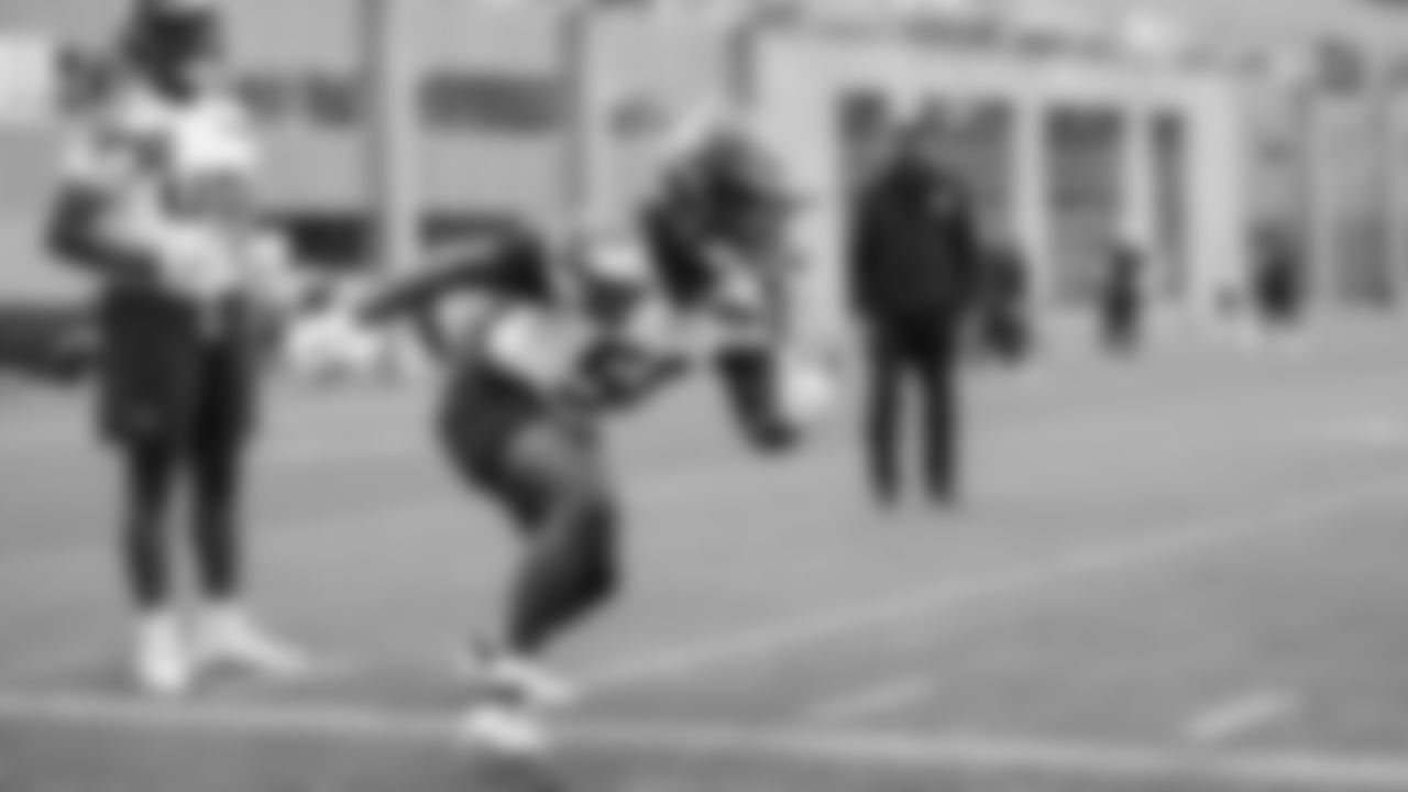 Seahawks linebacker Jamie Sheriff (50) participated in a workout on day two of OTAs on Thursday, May 29, 2025 at the Virginia Mason Athletic Center.