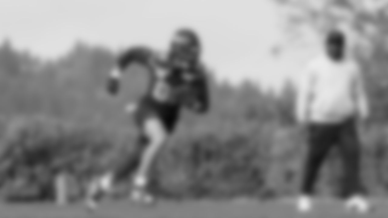 Seahawks tight end AJ Barner (88) practiced on Friday, October 17, 2025 at the Virginia Mason Athletic Center.