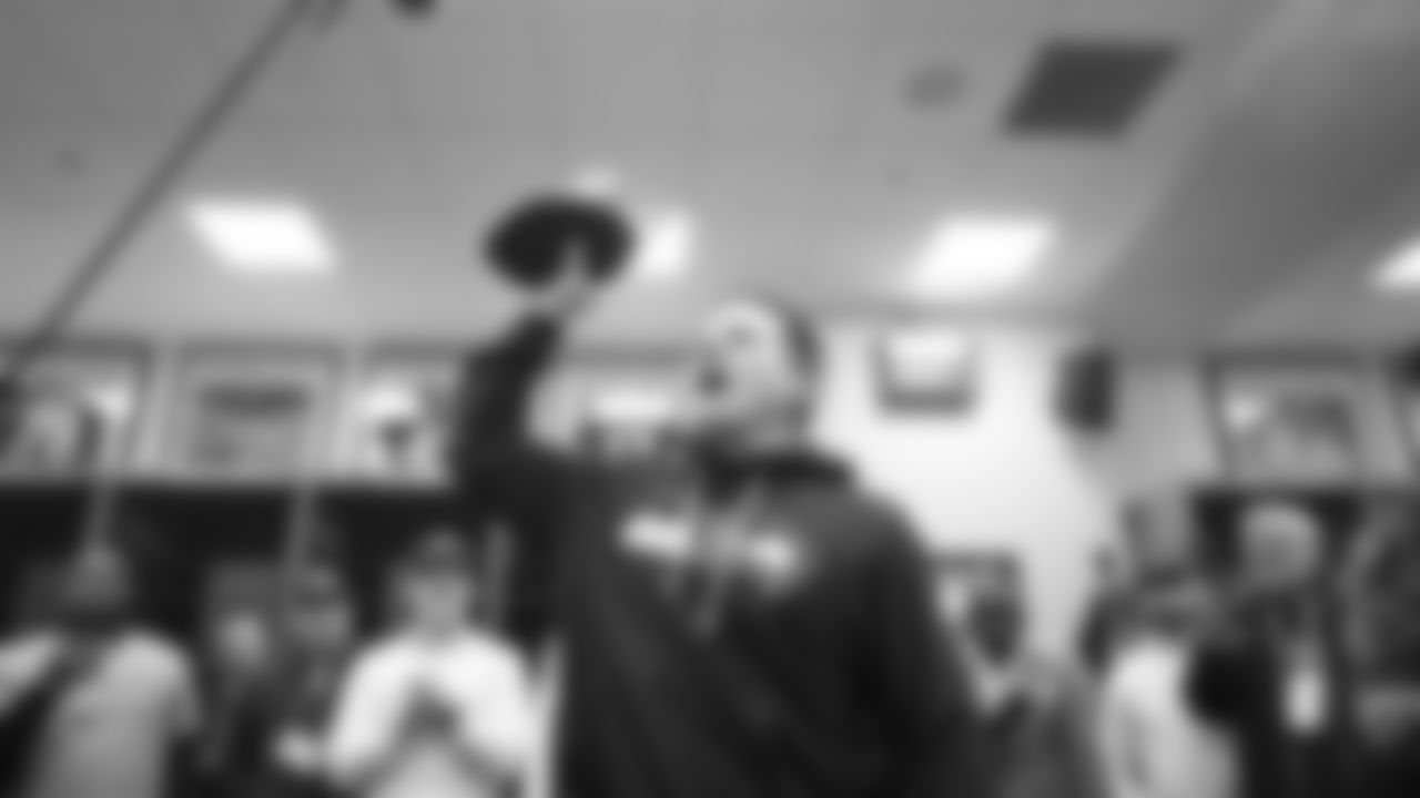 The Seahawks celebrate the 31-27 win vs. the Rams in the NFC Championship on Sunday, January 25, 2026.