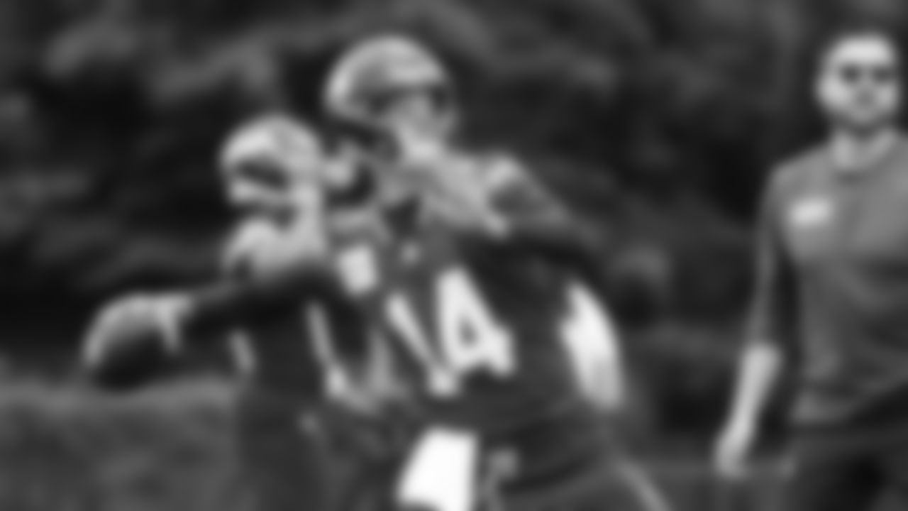 Seahawks quarterback Sam Darnold (14) participated in the Seahawks 2025 offseason workout program.