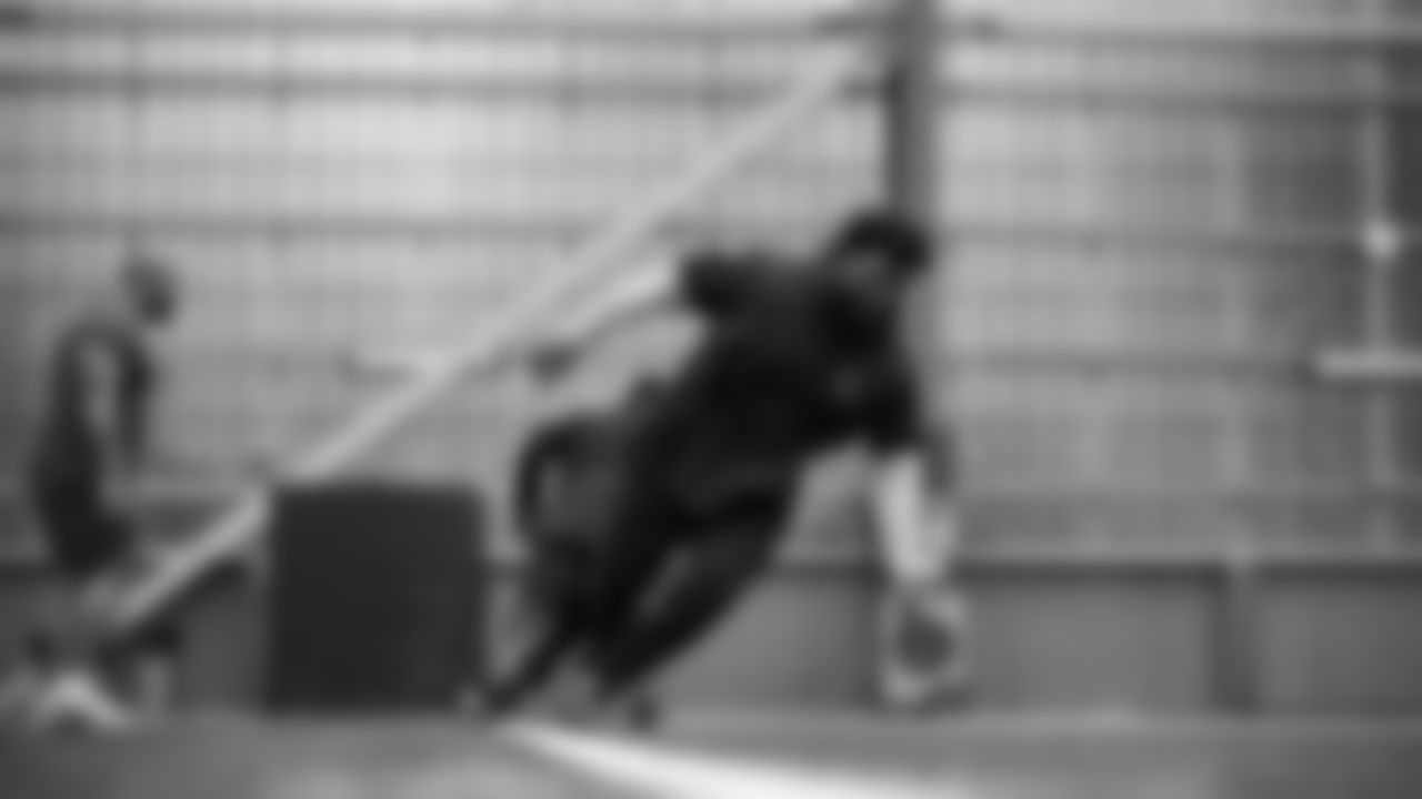Seahawks defensive tackle Quinton Bohanna (92) participated in a workout on April 29, 2025 at the Virginia Mason Athletic Center.