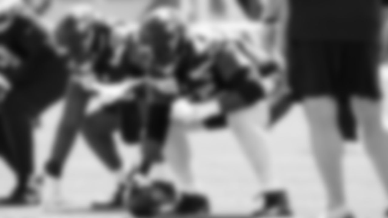 Seahawks center Olu Oluwatimi (55) participated in a workout on day three of OTAs on Friday, May 30, 2025 at the Virginia Mason Athletic Center.